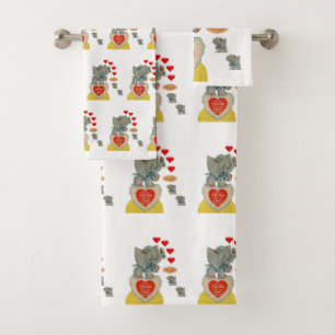 Bathroom Towel Sets Valentine's Day Elephant