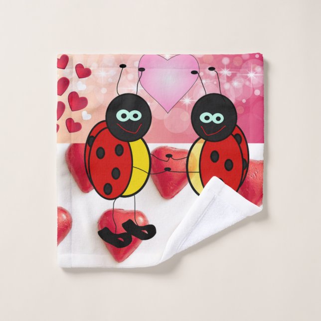Bathroom Towel Sets Valentine's Day, Ladybug (Wash Cloth)