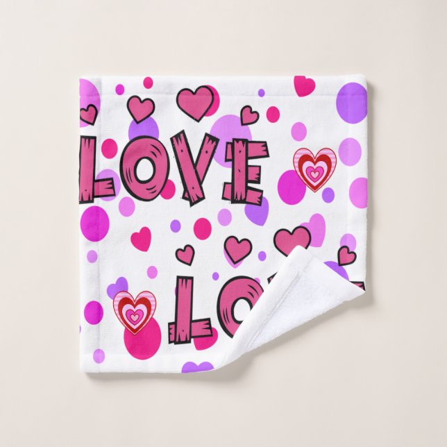 Bathroom Towel Sets Valentine's Day, Love (Wash Cloth)