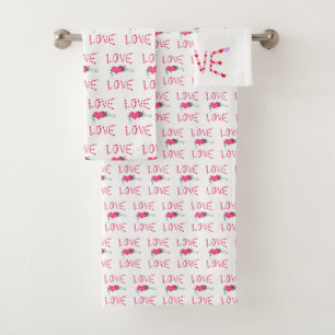 Bathroom Towel Sets Valentine's Day Love