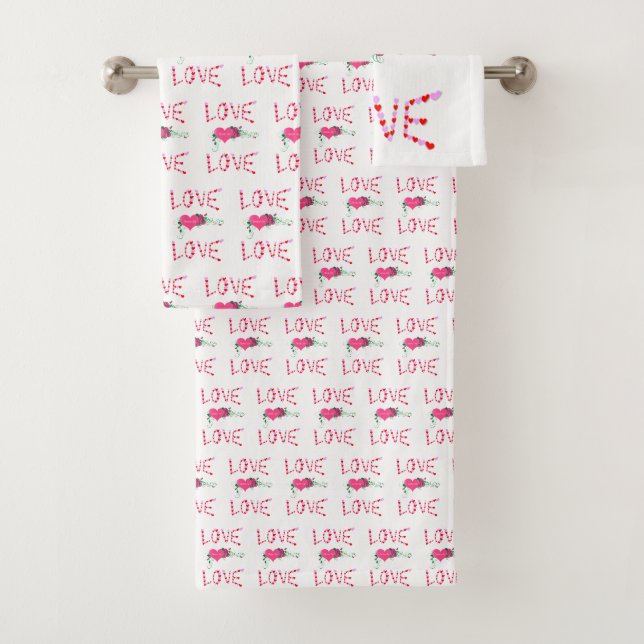 Bathroom Towel Sets Valentine's Day Love (Insitu)