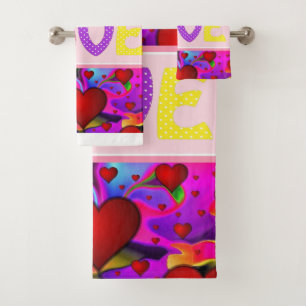Bathroom Towel Sets Valentine's Day, Love