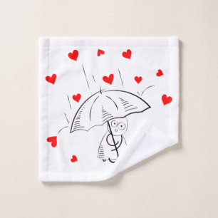 Bathroom Towel Sets Valentine's Day UmbrellaHearts