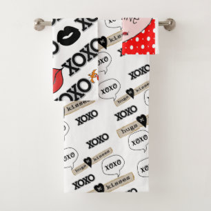 Bathroom Towel Sets Valentine's Day Xoxo Hearts