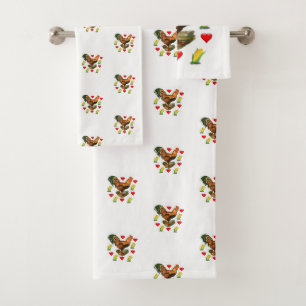 Bathroom Towel Sets Valentine's Rooster Vintage