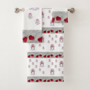 Bathroom Towel Sets Valentine's Snowman