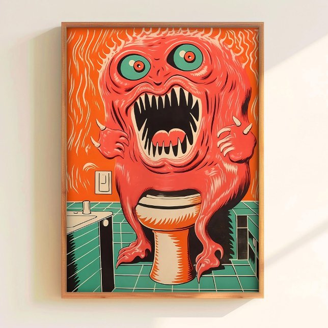 Bathroom Wall Art Printable Monster Poster Print (Creator Uploaded)