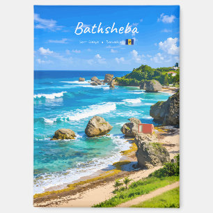 Bathsheba, Barbados - Tropical Beach Coast Flat Magnet