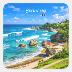 Bathsheba, Barbados - Tropical Beach Coast Square Sticker