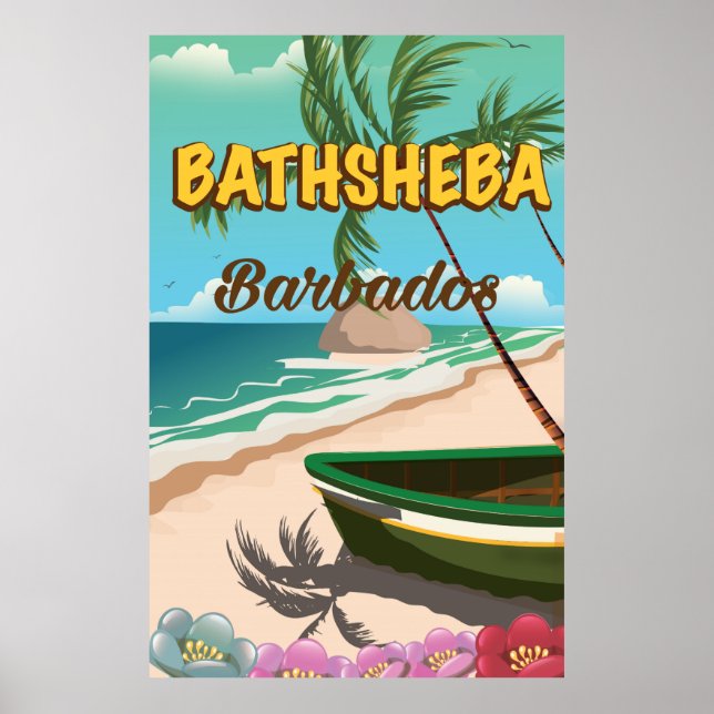 Bathsheba Beach Barbade affiche des vacances (Devant)