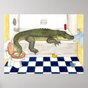 Bathtub Alligator Poster