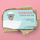 Bathtub Dog | Dog Wash | Dog Groomer Business Card<br><div class="desc">Fun illustration of a scruffy terrier in a bubble bath. A cute business card design for dog groomers, pet spas, dog salons and DIY dog wash businesses. Font colours and teal background colour can be customized. Visit Jenn's Doodle World for more original pet care business cards and fun animal cartoons....</div>