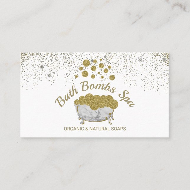 Bathtub Gold Shampoo Spa Soap Bubbles Business Card (Front)