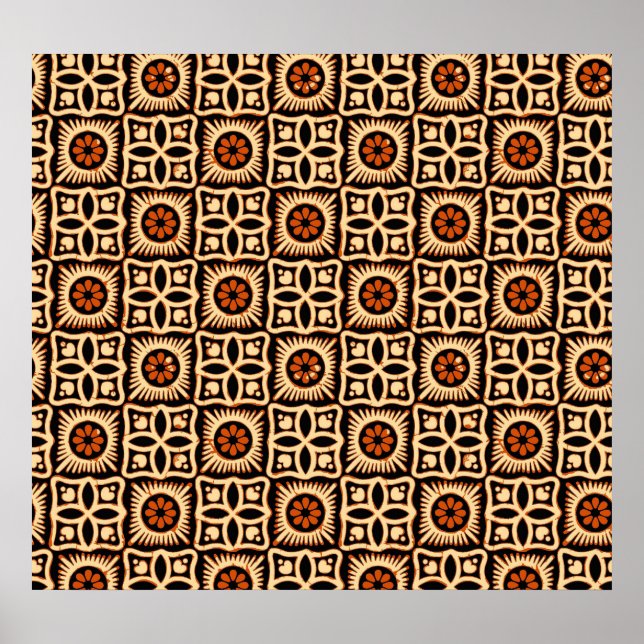 Batik abstract, seamless textile pattern. poster (Front)