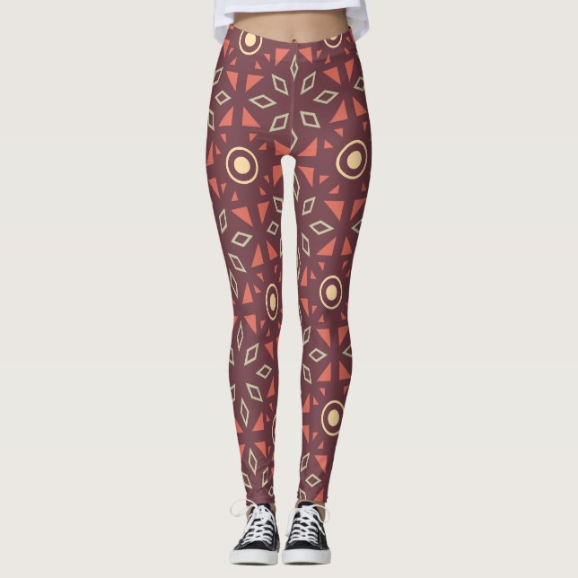 Batik Beige Brown Minimal Pattern Leggings (Front)