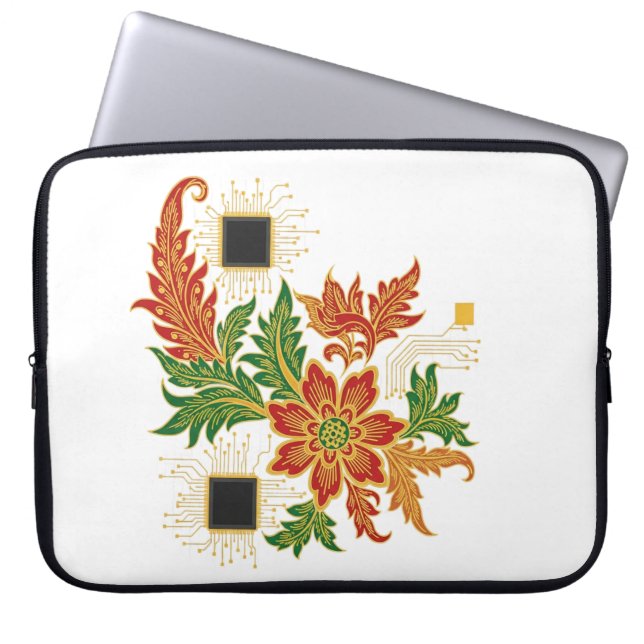 Batik Bloom & CPU Laptop Sleeve (Front)