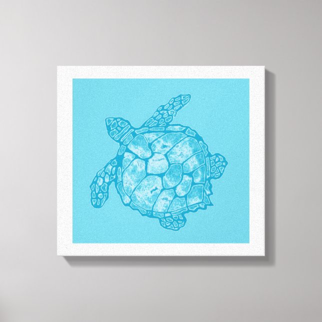 Batik Blue Sea Turtle Painting on Canvas (Front)
