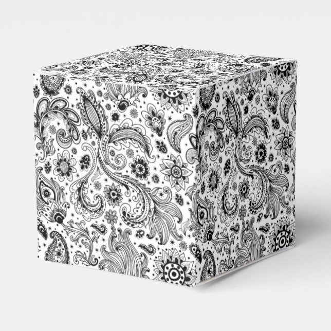 Batik boho style floral paisley pattern favor box (Front Side)