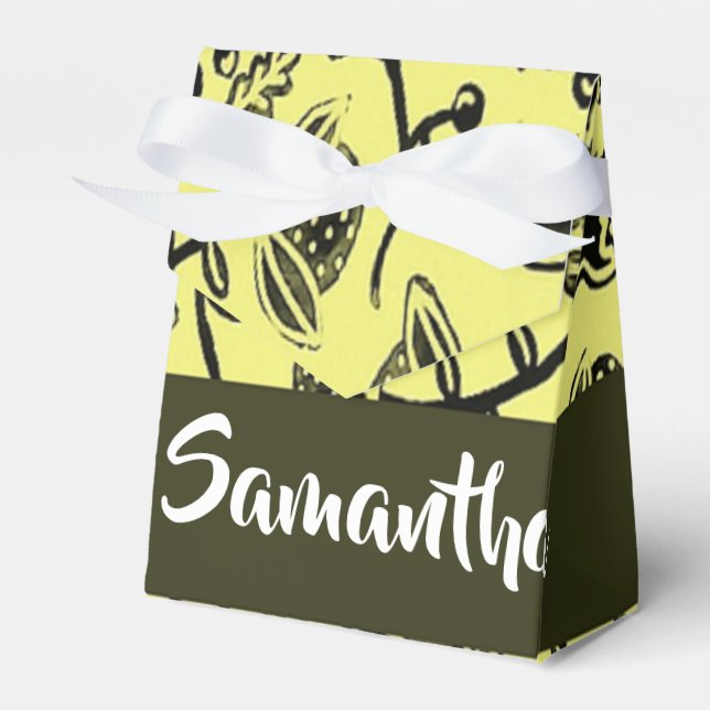 Batik floral brown pattern favor box (Front Side)