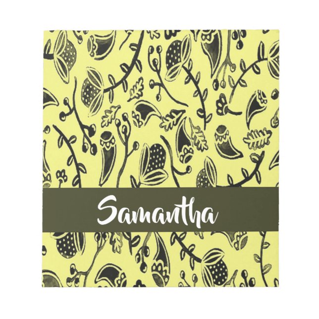 Batik floral brown pattern notepad (Front)