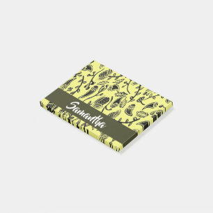 Batik floral brown pattern post-it notes