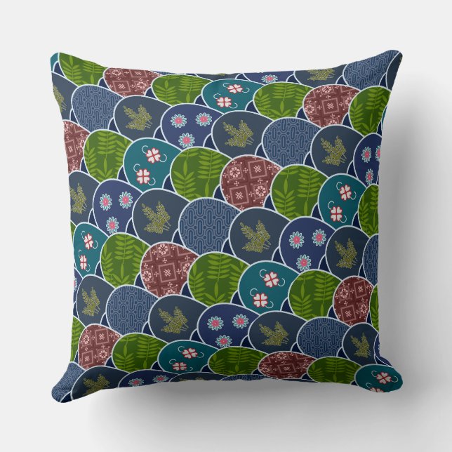 Batik Garut Bulu Hayam Throw Pillow (Back)