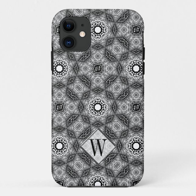 Batik Geometrica Monogram Custom Name Phone Case (Back)