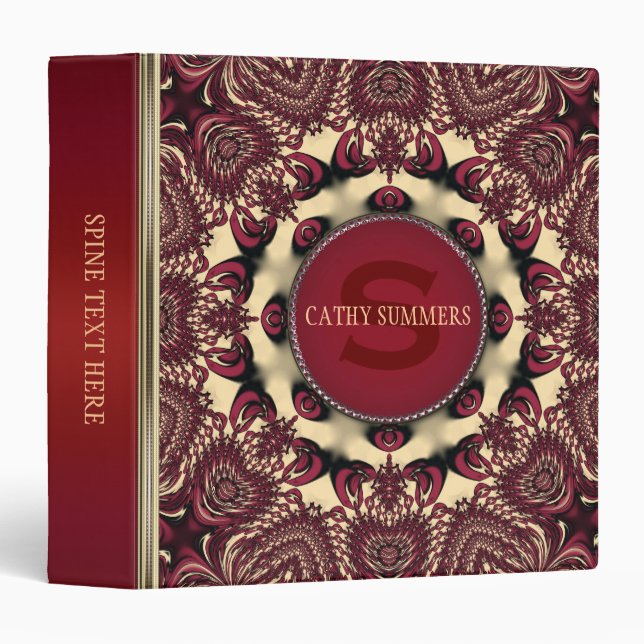 Batik Hearts Gold+Burgundy Album Binder (Front/Spine)