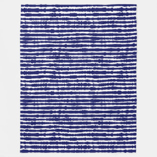 Batik Indigo Style Stripes Fleece Blanket