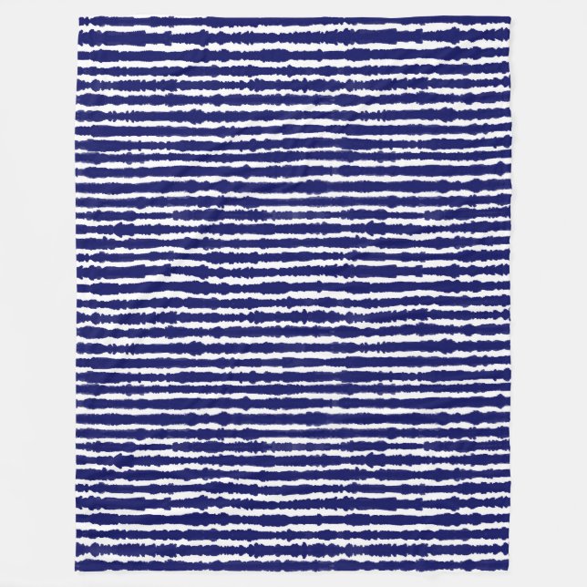 Batik Indigo Style Stripes Fleece Blanket (Front)