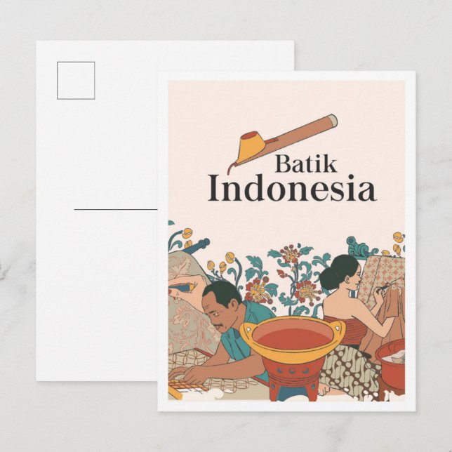 Batik Java Indonesia Travel Postcard (Front/Back)