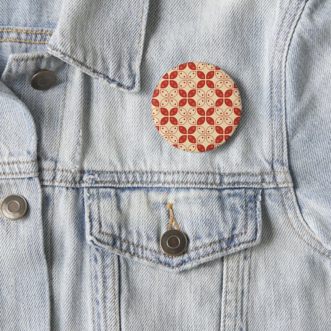 Batik Kawung, Indonesian Pattern, Javanese, Ethnic 2 Inch Round Button (In Situ)