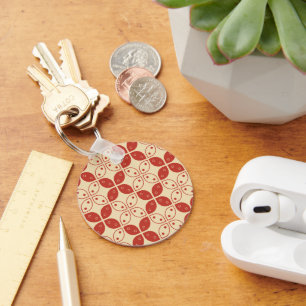 Batik Kawung, Indonesian Pattern, Javanese, Ethnic Keychain