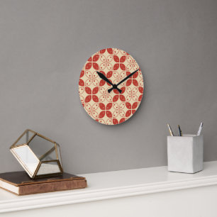 Batik Kawung, Indonesian Pattern, Javanese, Ethnic Round Clock