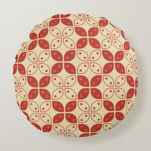 Batik Kawung, Indonesian Pattern, Javanese, Ethnic Round Pillow