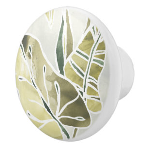 Batik Leaves Ceramic Knob