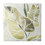 Batik Leaves Tile<br><div class="desc">"Batik Leaves I" by June Erica Vess. Features a muted colour palette of batik leaves.</div>