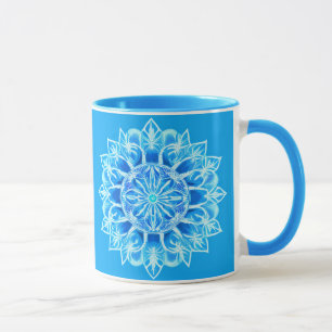 Batik Mandala Flower in Turquoise   Mug