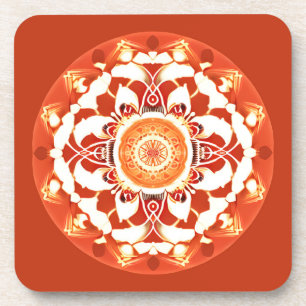 Batik Mandala Pattern in Rust Red  Coaster