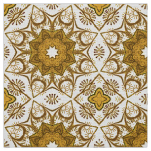 Batik Mandala Pattern Mustard Gold and Cream Fabric