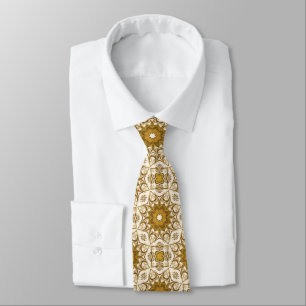 Batik Mandala Pattern Mustard Gold and Cream Tie