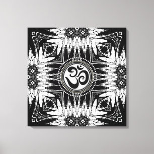 Batik noir blanc Signe Om Mandala Toile Nouvel Âge