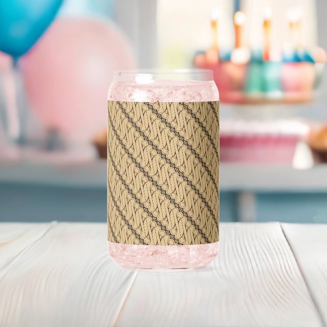 Batik Parang, Indonesian Pattern, Javanese, Ethnic Can Glass (Insitu (Baby Shower))