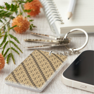 Batik Parang, Indonesian Pattern, Javanese, Ethnic Keychain