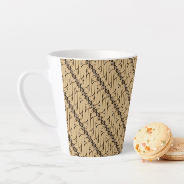 Batik Parang, Indonesian Pattern, Javanese, Ethnic Latte Mug (In Situ)