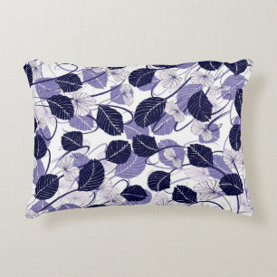 Batik Purple Leaves and Vines Illustration Pattern Accent Pillow