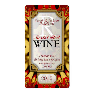 Batik Red Gold Eastern Custom Wine Bottes Étiquett