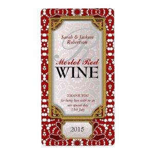 Batik Rouge blanc design Custom Wine Bottle Étique