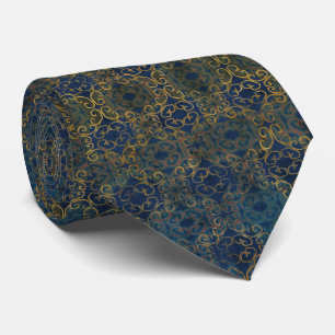 Batik Scroll Midnight Blue Cravate
