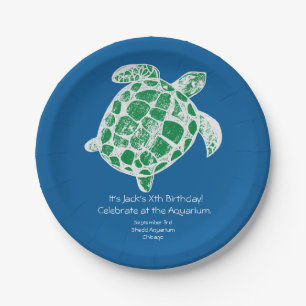 Batik Sea Turtle Kids Birthday Party Paper Plates. Paper Plate